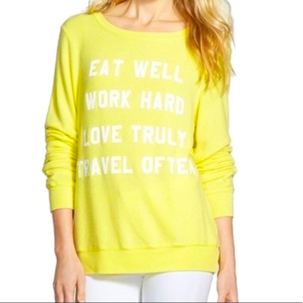 Wildfox Nevada Mantra Yellow Sweatshirt Size M